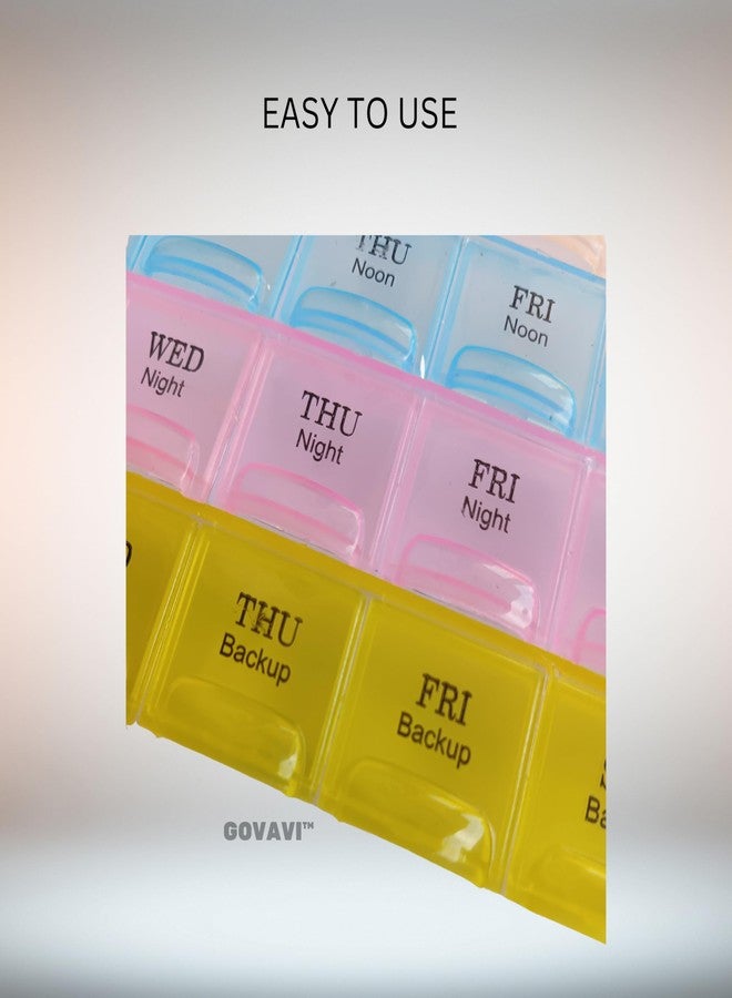 GOVAVI™ Weekly Pill Organizer 28 Day Pill Box Monthly Pill Organizer Large Capacity Pill Case Medication Storage Container 7 Day Pill Organizer Travel Pill Case Pill Dispenser Box Pill Container with Compartments Daily Pill Holder, 1 Pack - Image 2